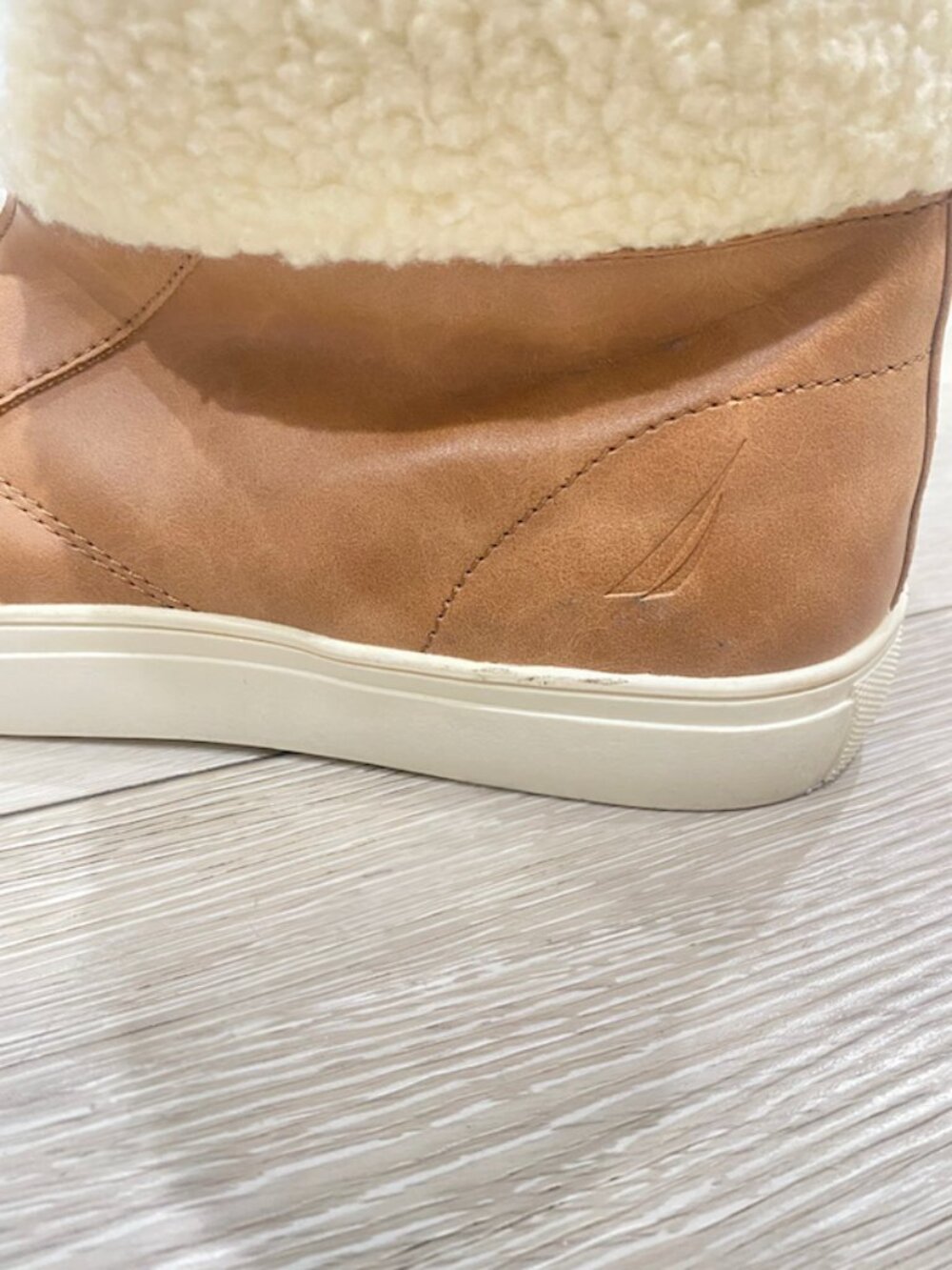 Nautica Keelen 2 High Top Sneaker Boots Faux Fur Lined Tan Size 8 - Picture 6 of 7
